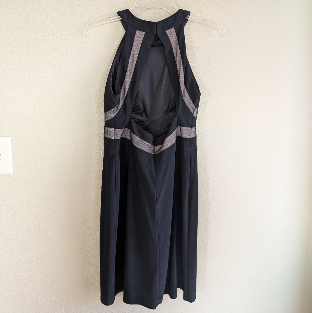 Elegant Black and Gray Halter Dress With Cutout Back Size 6 - Picture 2 of 8